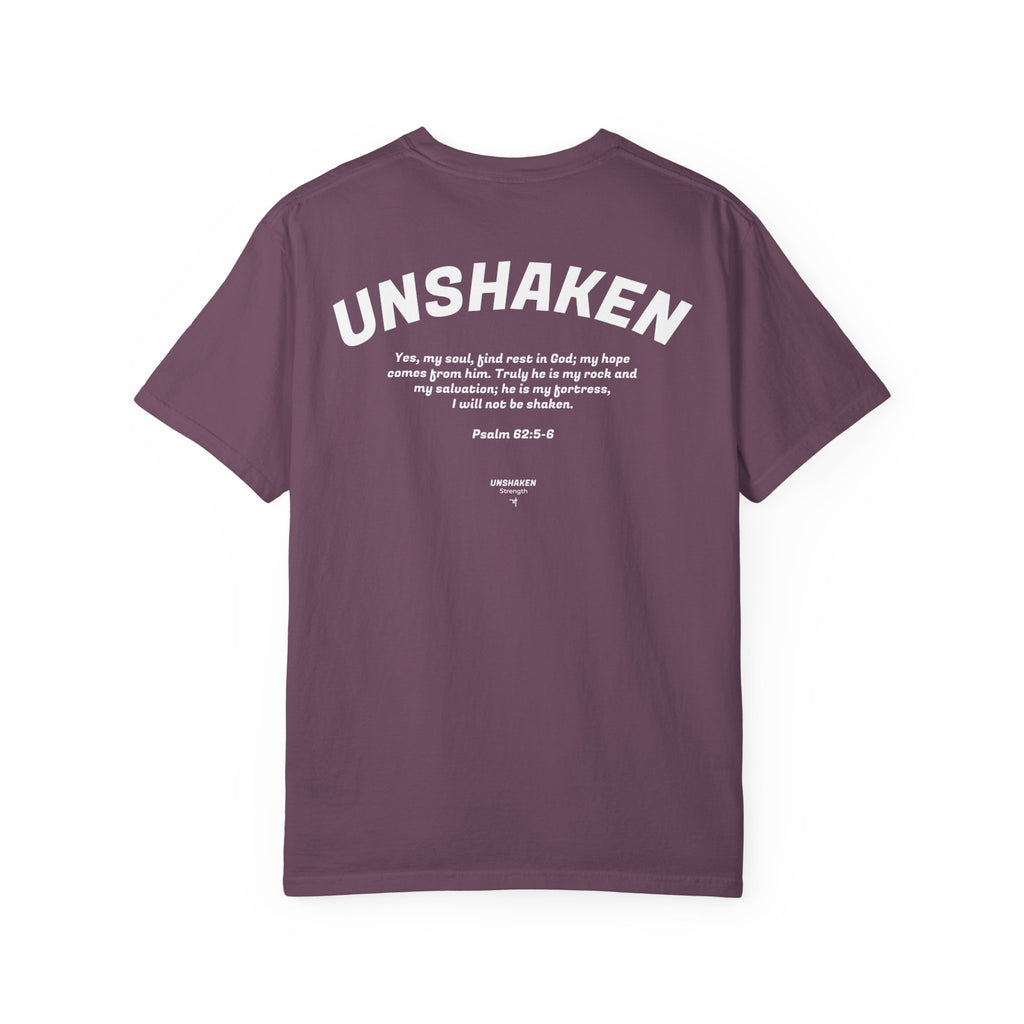 Unshaken Graphic T-Shirt — Psalm 62:6 Inspirational Christian Tee