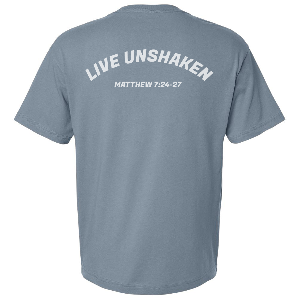 Gym shirt with Live Unshaken design