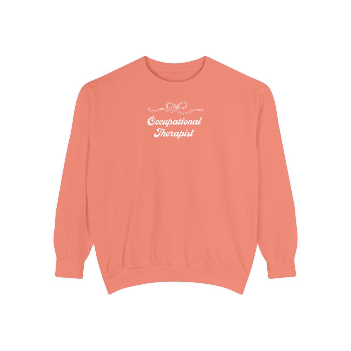 Coral sweatshirt with 'Occupational Therapist' text on a white background