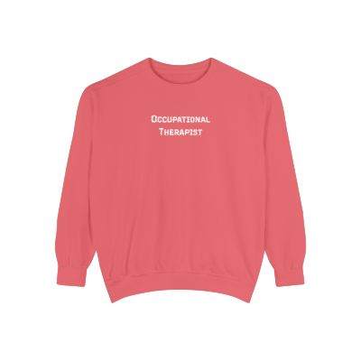 Coral sweatshirt with 'Occupational Therapist' text on a white background
